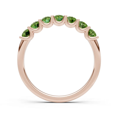 Peridot 7 Stone Alternating Oval Gemstone Ring