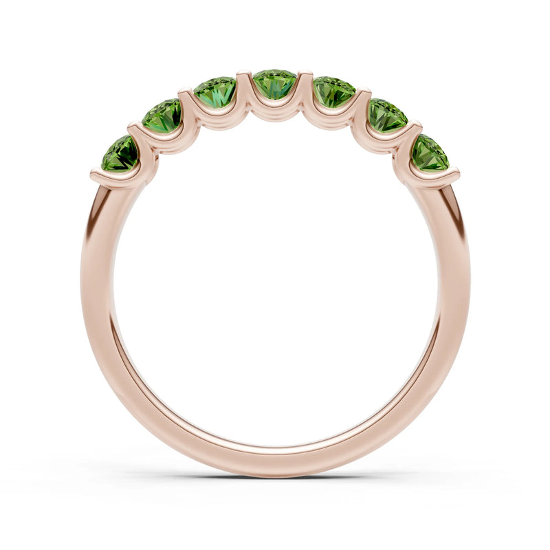 Peridot 7 Stone Alternating Oval Gemstone Ring