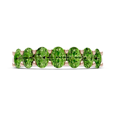 Peridot 7 Stone Alternating Oval Gemstone Ring