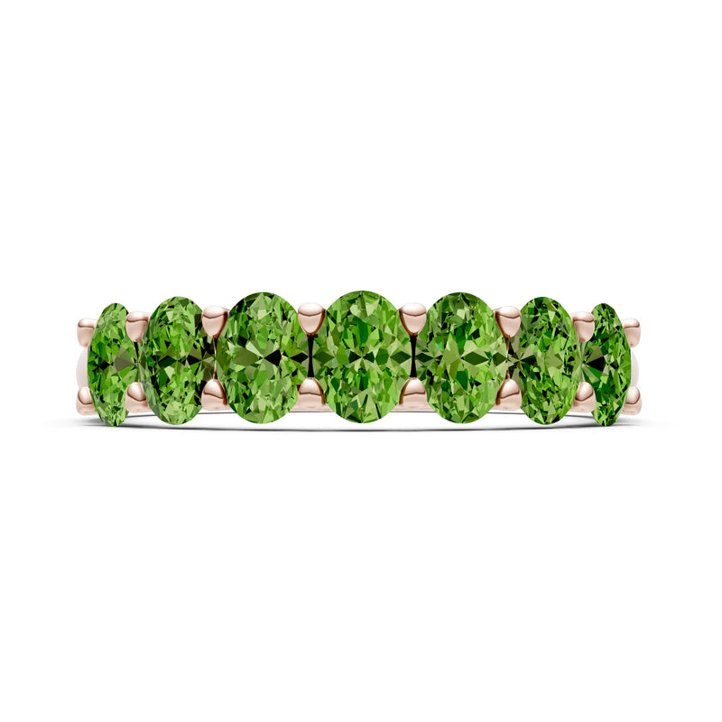 Peridot 7 Stone Alternating Oval Gemstone Ring