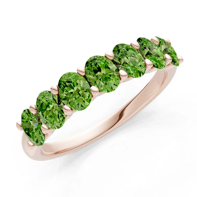 Peridot 7 Stone Alternating Oval Gemstone Ring