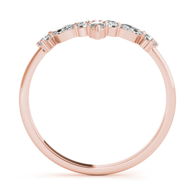 Round and Marquise Lab Grown Diamonds Chevron Wedding Gold Ring