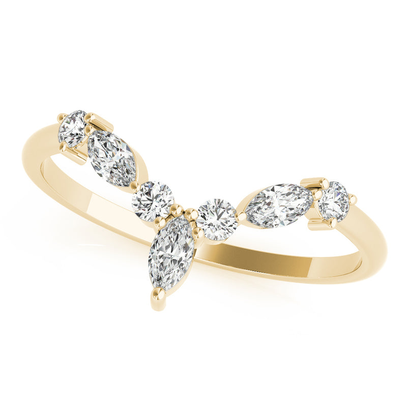 Citrine Round and  Marquise Chevron Wedding Ring