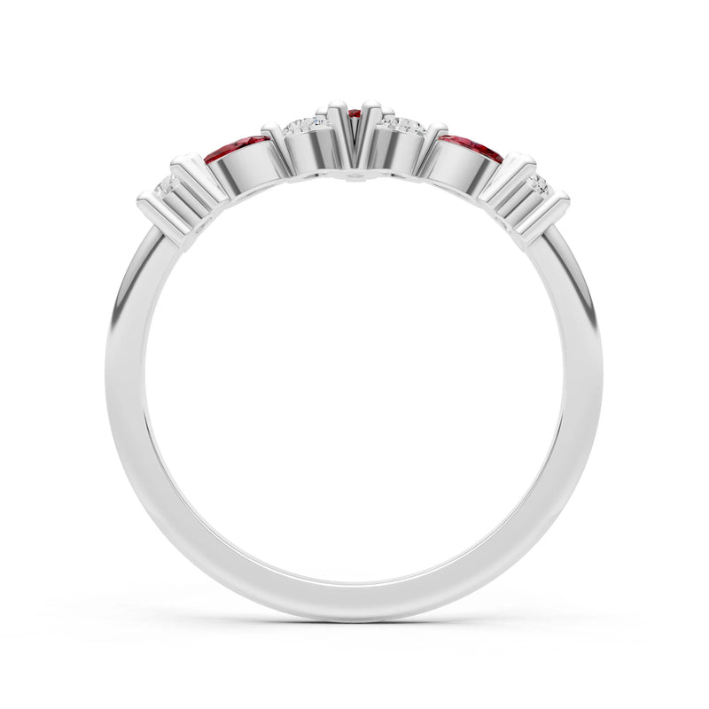 Round and Marquise Lab Grown Diamonds Chevron Wedding Gold Ring