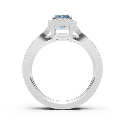 Petitie Vintage Inspired Milgrain Emerald Cut Ring Set