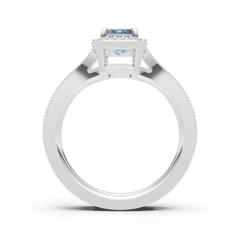 Petitie Vintage Inspired Milgrain Emerald Cut Ring Set