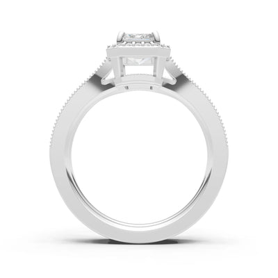 Petitie Vintage Inspired Milgrain Emerald Cut Ring Set