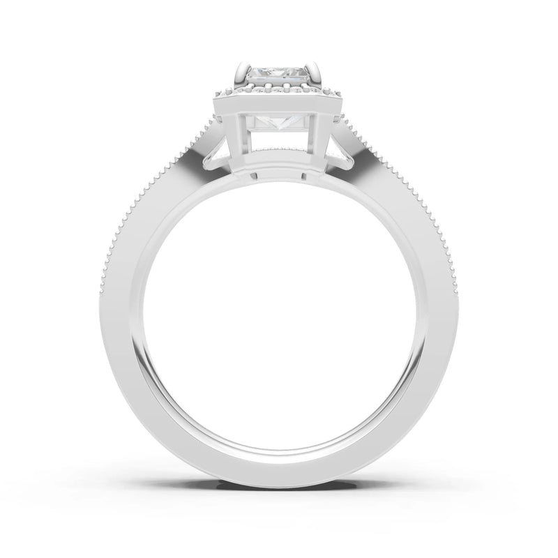 Petitie Vintage Inspired Milgrain Emerald Cut Ring Set