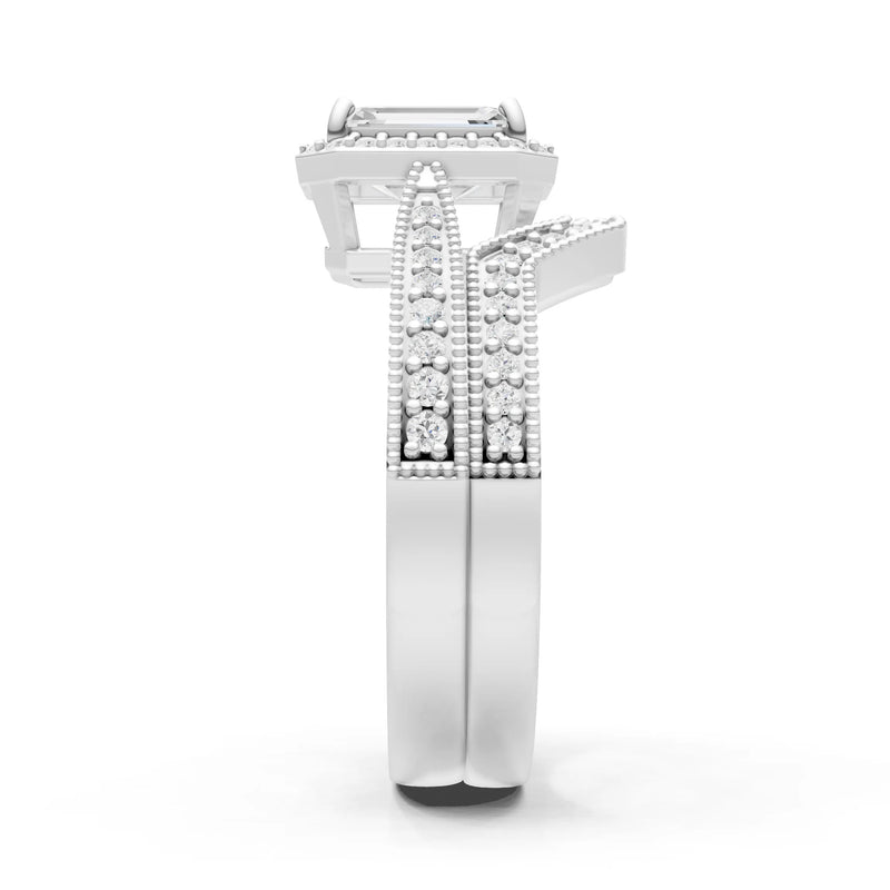 Diamond Petitie Vintage Inspired Milgrain Ring Set