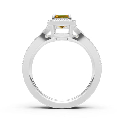 Petitie Vintage Inspired Milgrain Emerald Cut Ring Set