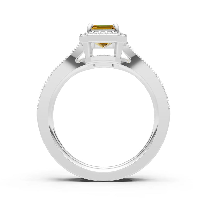 Petitie Vintage Inspired Milgrain Emerald Cut Ring Set