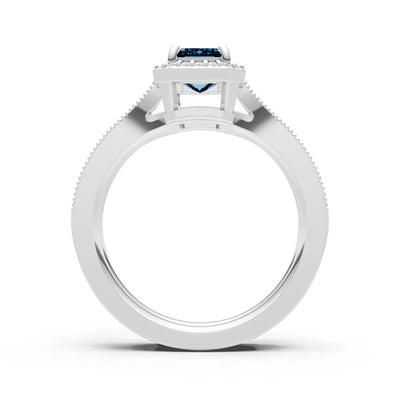 Petitie Vintage Inspired Milgrain Emerald Cut Ring Set