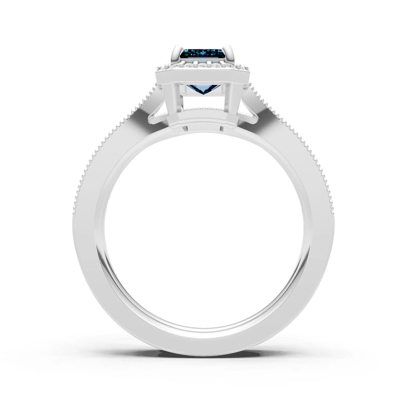 Petitie Vintage Inspired Milgrain Emerald Cut Ring Set