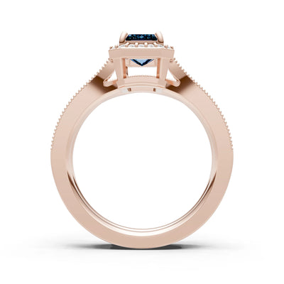 Petitie Vintage Inspired Milgrain Emerald Cut Ring Set