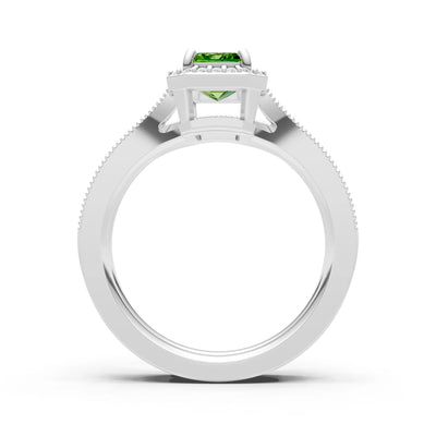 Petitie Vintage Inspired Milgrain Emerald Cut Ring Set