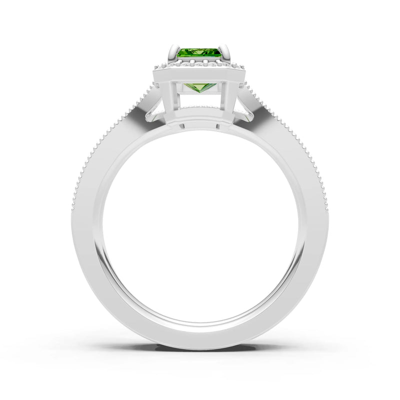 Petitie Vintage Inspired Milgrain Emerald Cut Ring Set
