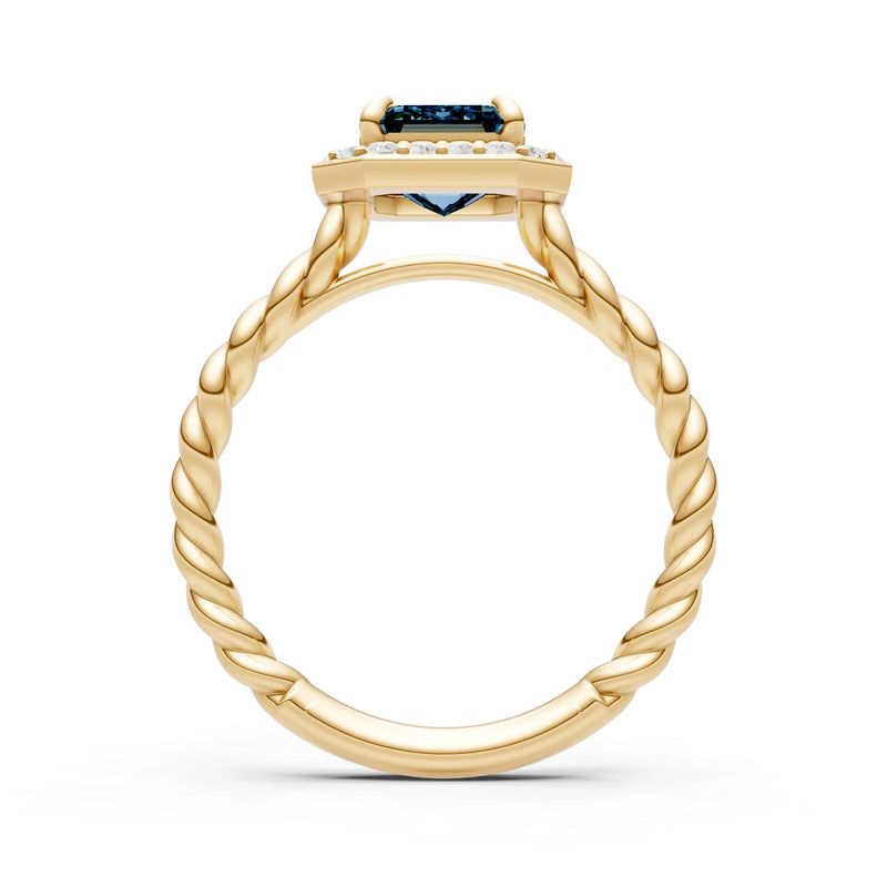 Twisted Vine Emerald Cut Solitaire Halo Ring
