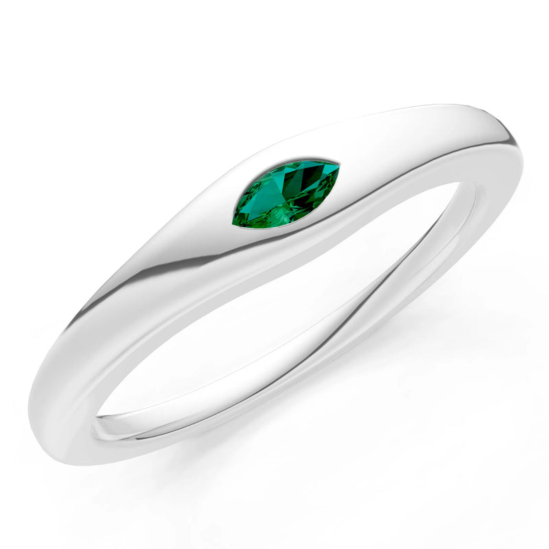 Flush Set Inlaid Mini Signet Gold Ring