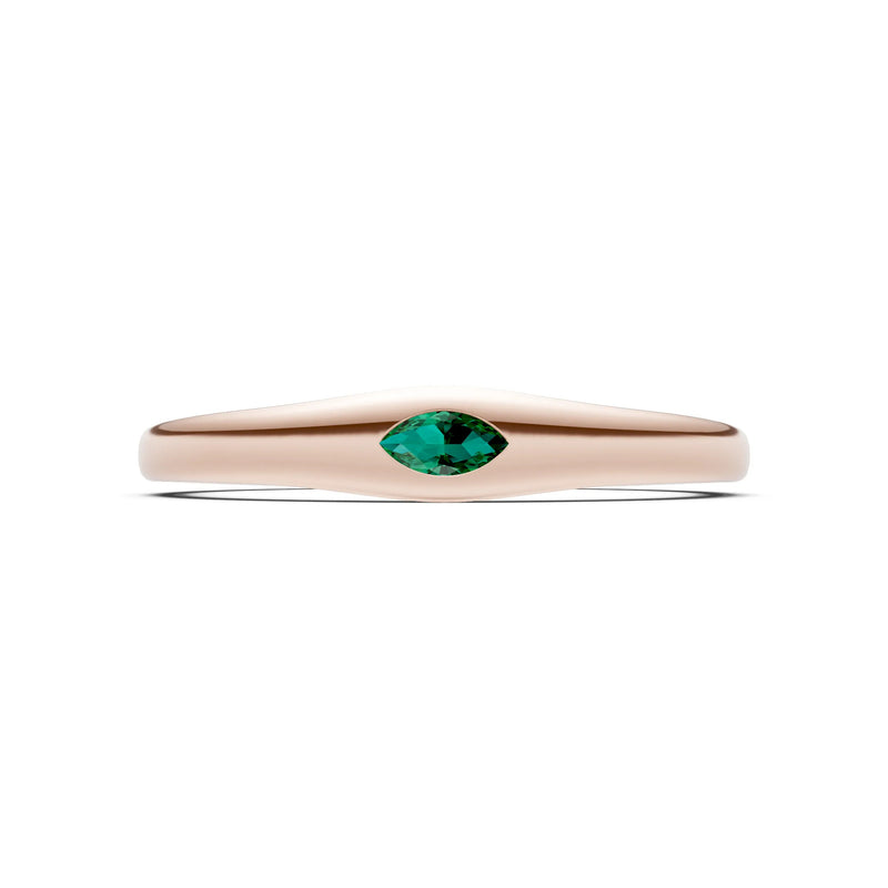 Flush Set Inlaid Mini Signet Gold Ring