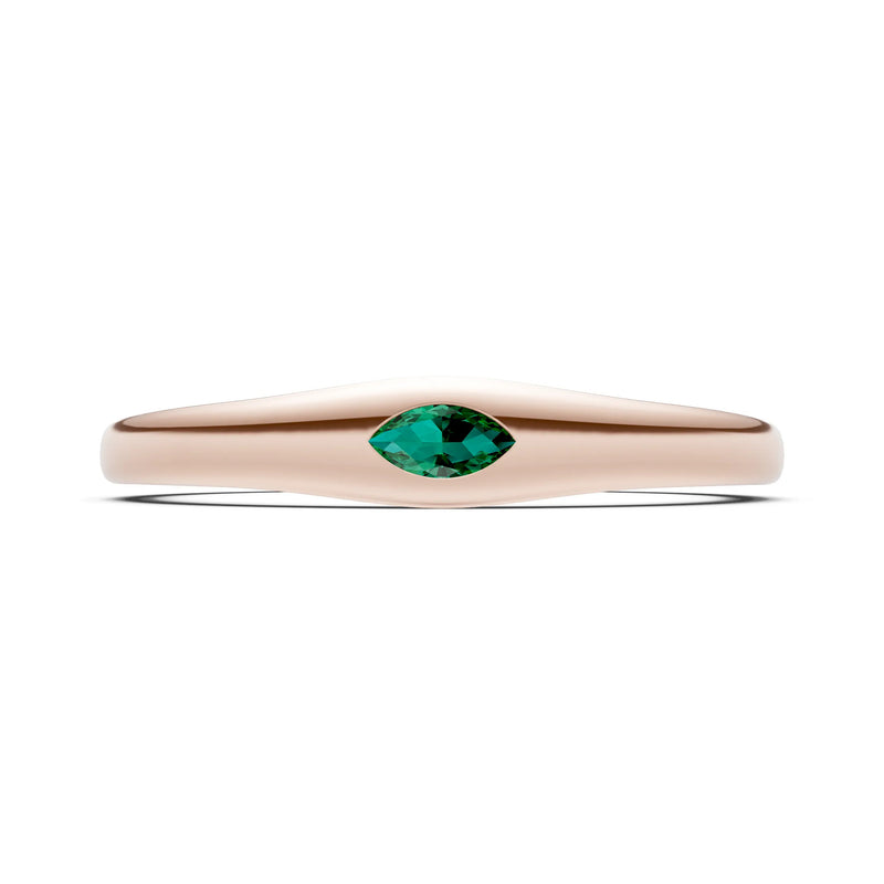 Flush Set Inlaid Mini Signet Gold Ring