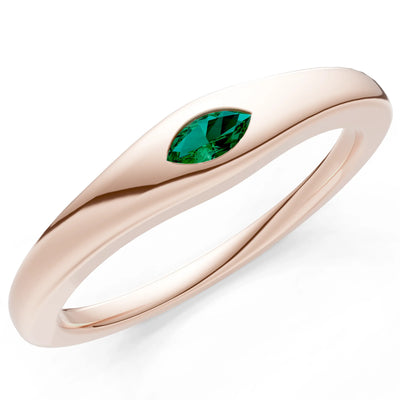 Flush Set Inlaid Mini Signet Gold Ring