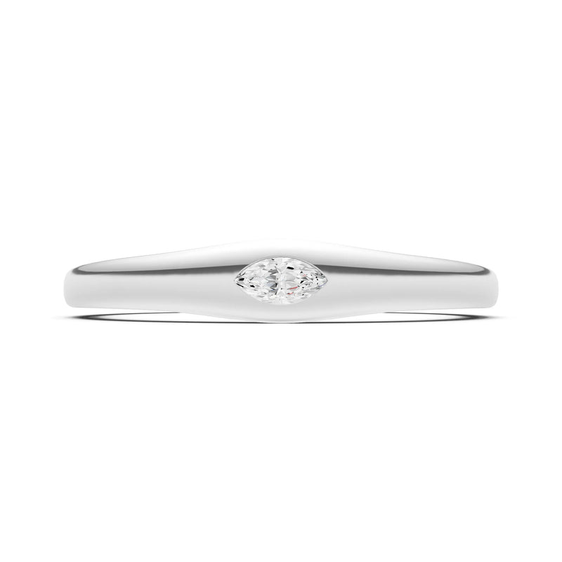 Flush Set Inlaid Mini Signet Gold Ring