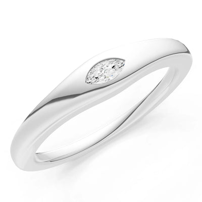 Flush Set Inlaid Mini Signet Gold Ring