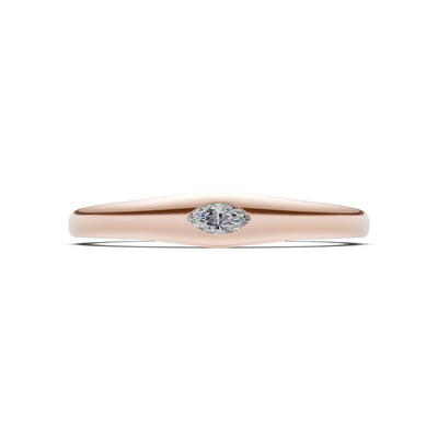 Diamond Flush-Set Marquise Gemstone Mini Signet Ring
