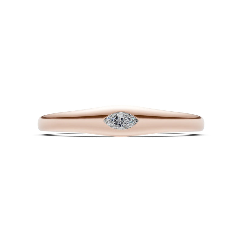 Flush Set Inlaid Mini Signet Gold Ring