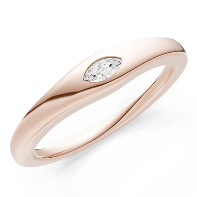 Flush Set Inlaid Mini Signet Gold Ring
