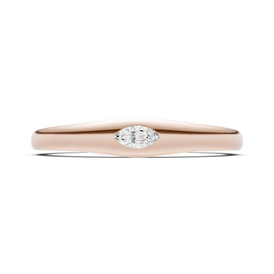 Diamond Flush-Set Marquise Gemstone Mini Signet Ring