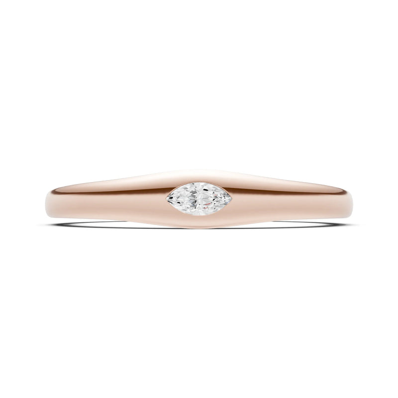 Flush Set Inlaid Mini Signet Gold Ring
