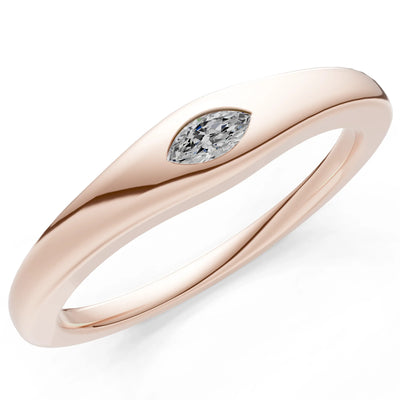 Flush Set Inlaid Mini Signet Gold Ring