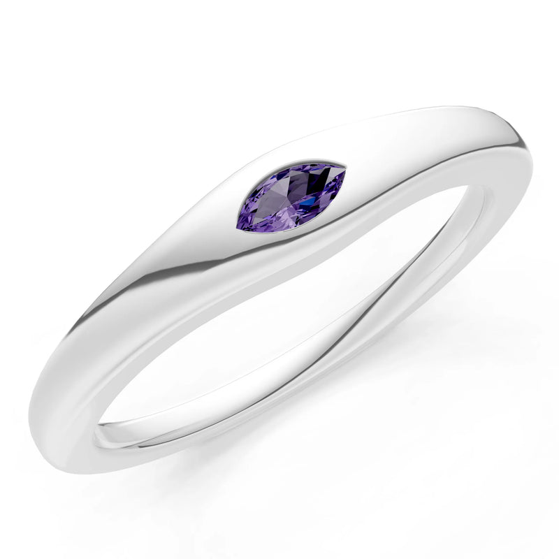 Flush Set Inlaid Mini Signet Gold Ring