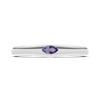 Flush Set Inlaid Mini Signet Gold Ring