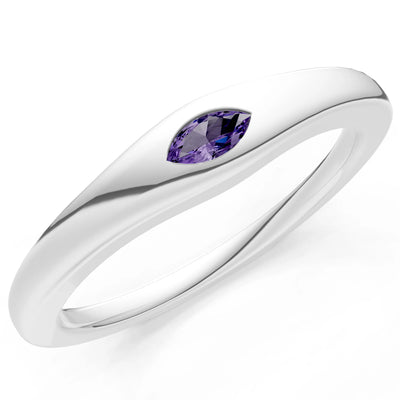 Flush Set Inlaid Mini Signet Gold Ring