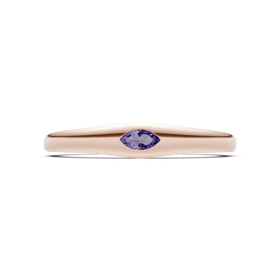 Flush Set Inlaid Mini Signet Gold Ring
