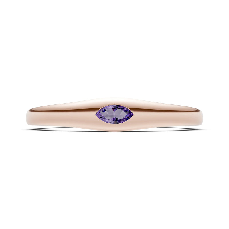 Amethyst Flush-Set Marquise Gemstone Mini Signet Ring