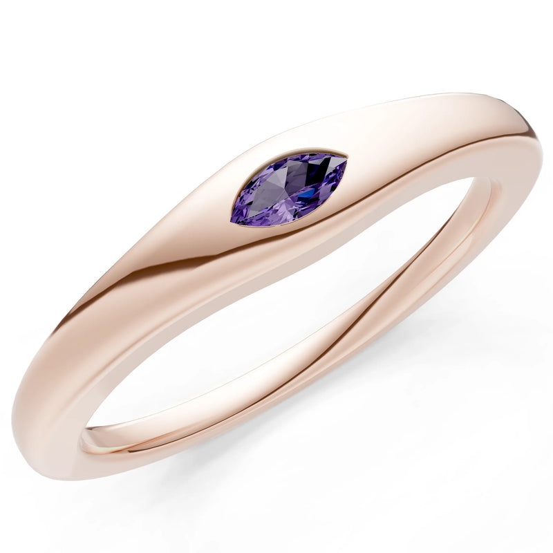 Flush Set Inlaid Mini Signet Gold Ring
