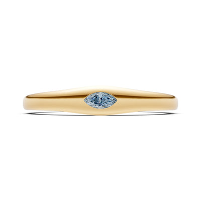Aquamarine Flush-Set Marquise Gemstone Mini Signet Ring
