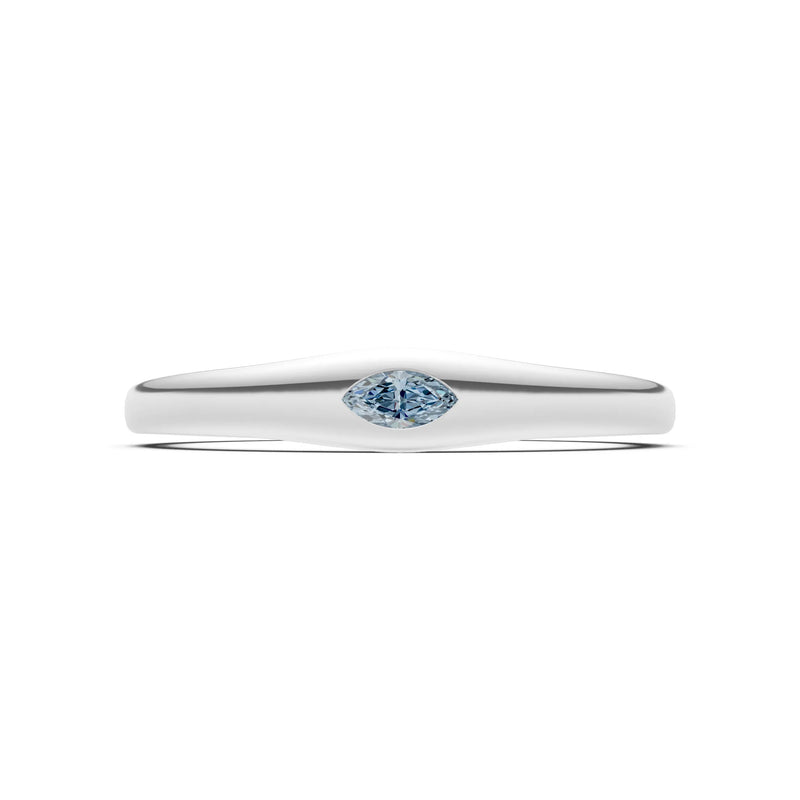 Aquamarine Flush-Set Marquise Gemstone Mini Signet Ring