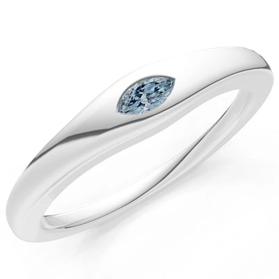 Flush Set Inlaid Mini Signet Gold Ring