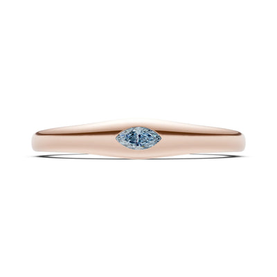 Aquamarine Flush-Set Marquise Gemstone Mini Signet Ring