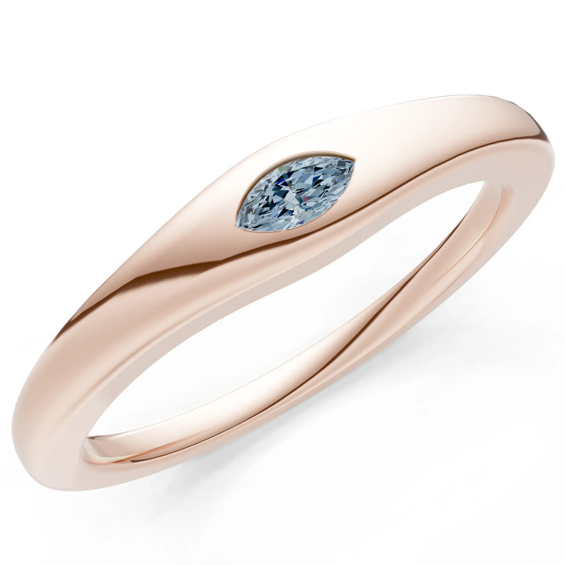 Flush Set Inlaid Mini Signet Gold Ring