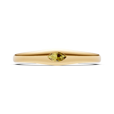 Flush Set Inlaid Mini Signet Gold Ring