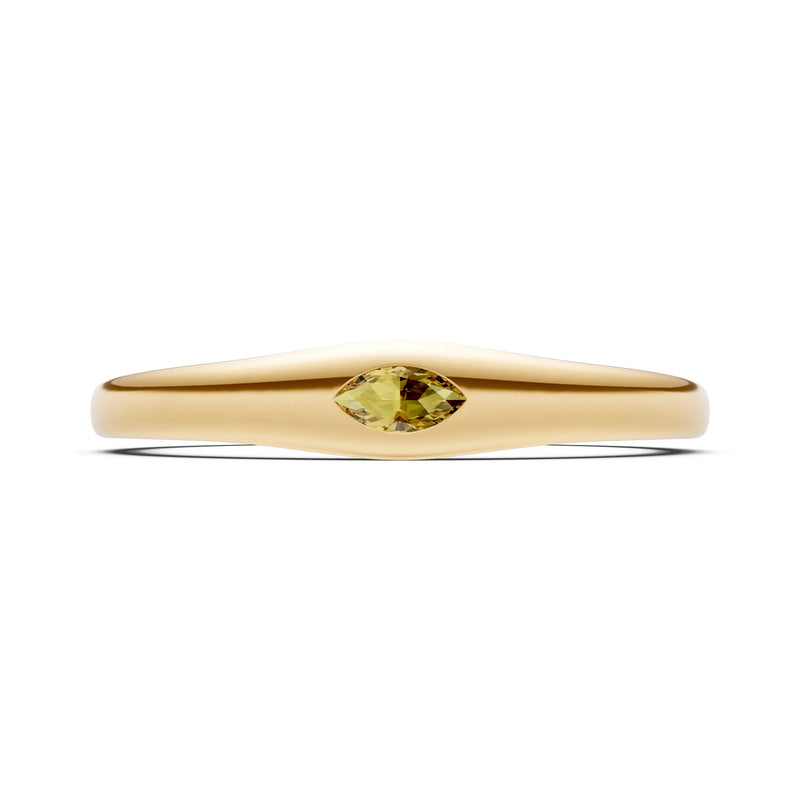 Flush Set Inlaid Mini Signet Gold Ring