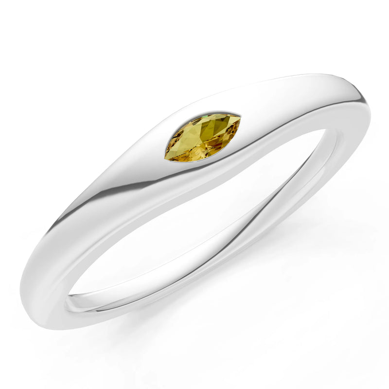 Flush Set Inlaid Mini Signet Gold Ring