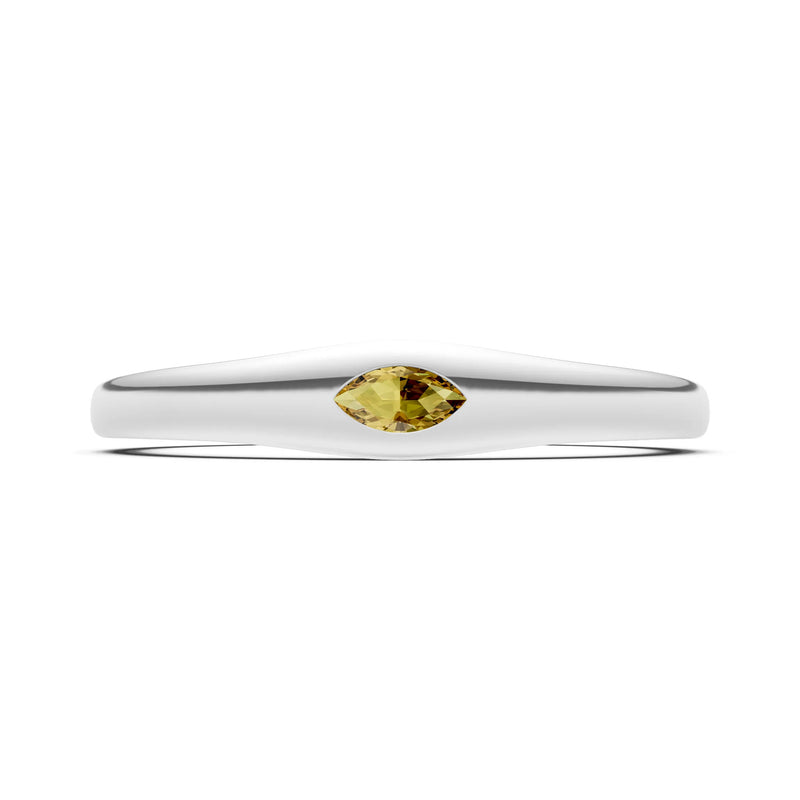 Citrine Flush-Set Marquise Gemstone Mini Signet Ring