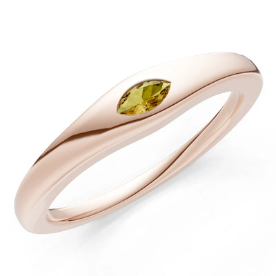 Flush Set Inlaid Mini Signet Gold Ring