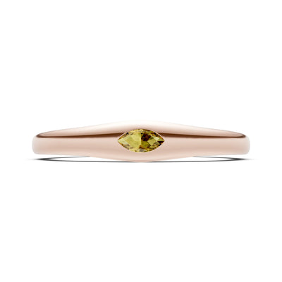 Flush Set Inlaid Mini Signet Gold Ring